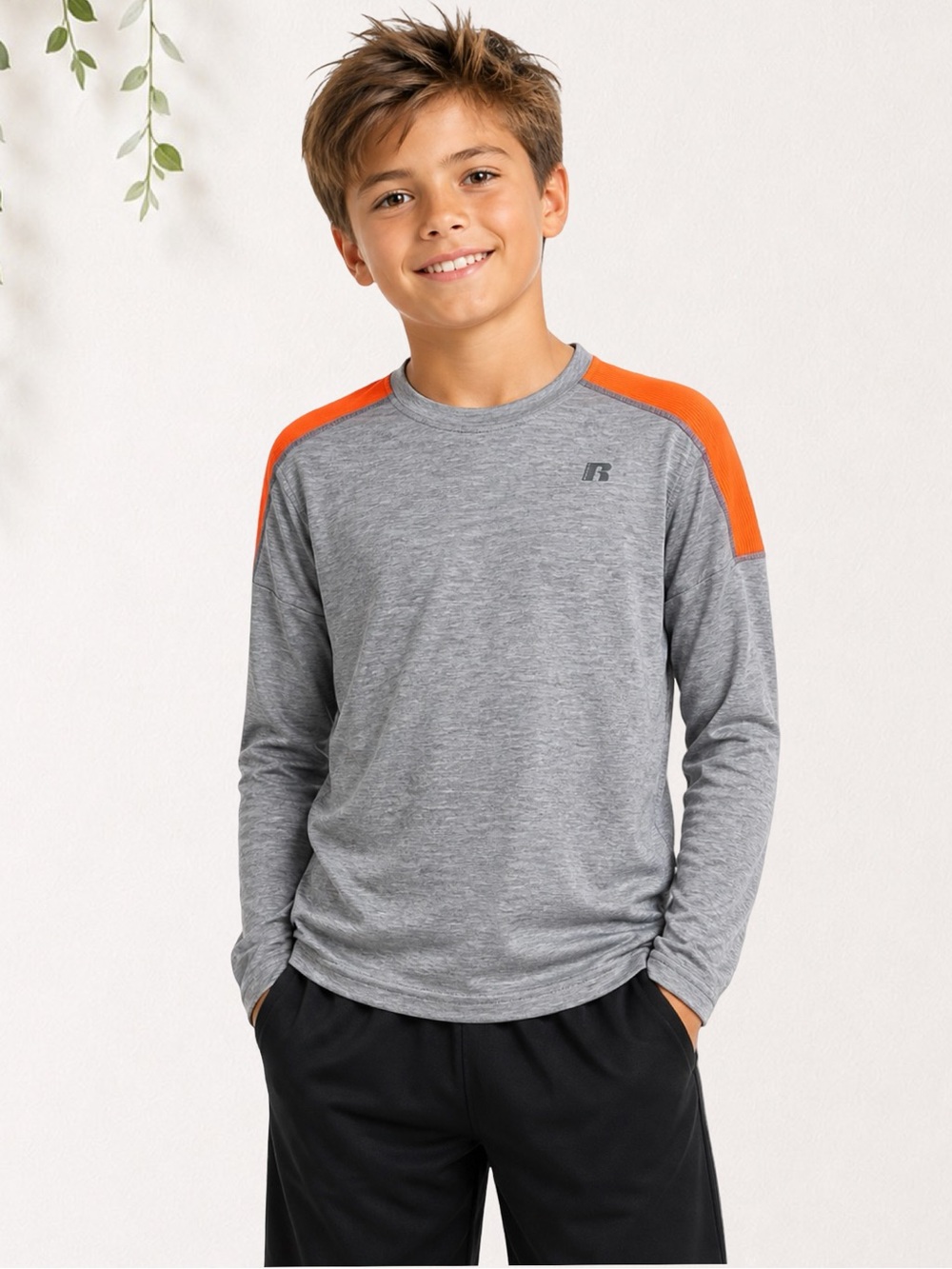 Russell Dri-Power 360 Boys Athletic Shirt L 10/12 Long Sleeve Performance Tee
